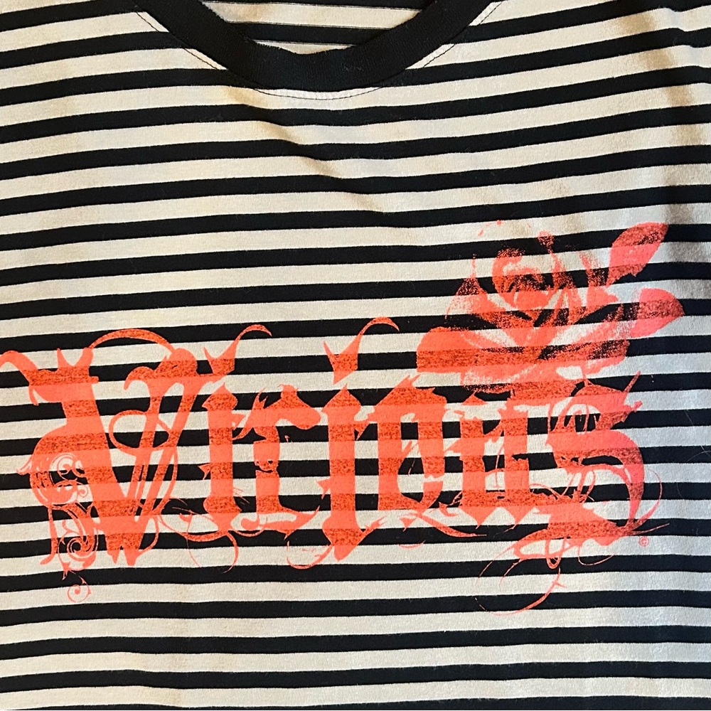 Juicy Couture Black and Tan Vicious Striped Long Sleeve Tee Men’s Large